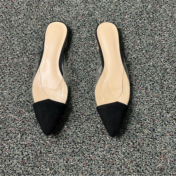 Black & Clear Transparent Vinyl Acrylic Pointed Toe Slides Flat Shoes Sz 6.5/7 - Picture 2 of 16